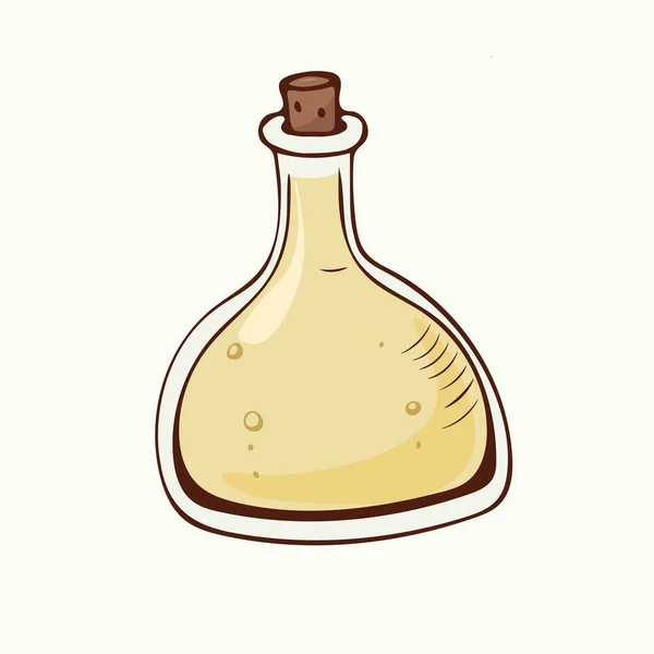 Vector Illustration Hand Drawn Small Glass Bottle Yellow Potion — Stock Vector