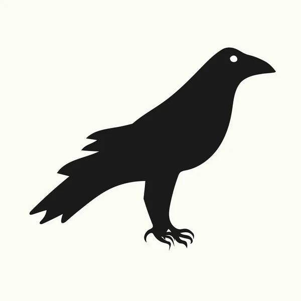 Hand Drawn Black Silhouette Raven Vector Illustration — Stock Vector