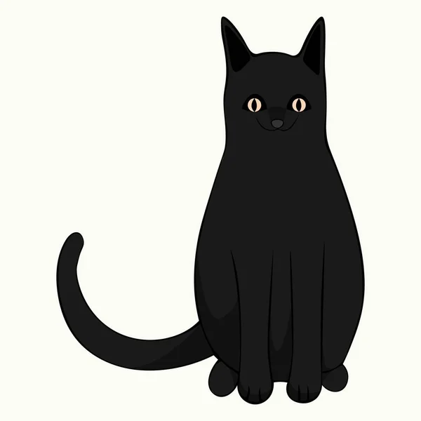 Silueta Dibujada Mano Vector Gato Negro Ilustración — Vector de stock