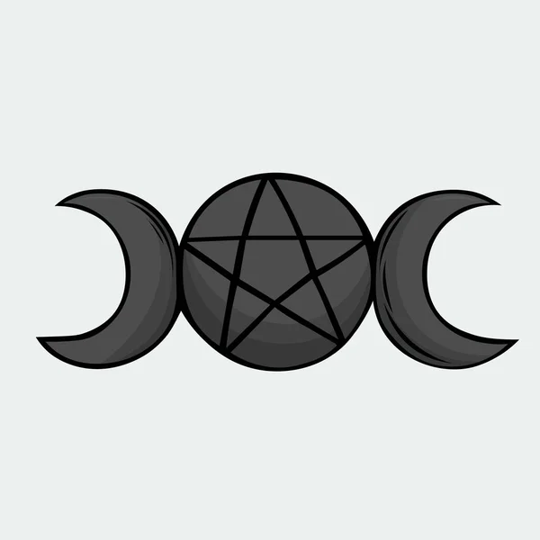 Ručně Kreslené Wiccanské Symboly Symbol Trojité Bohyně Vektorová Ilustrace Symbolů — Stockový vektor