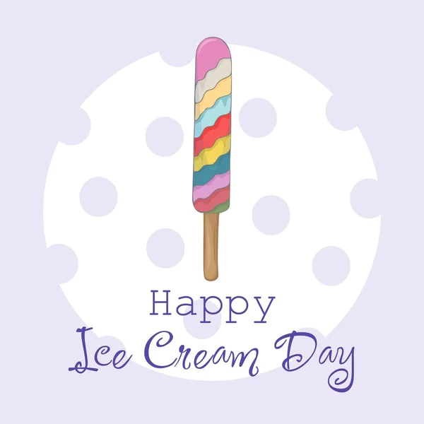 Happy National Ice Cream Day Karte Vektorillustration Von Handgemachtem Fruchteis — Stockvektor