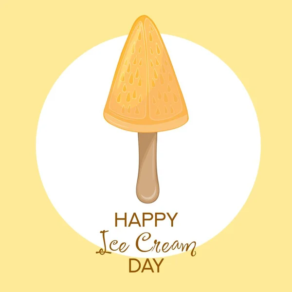 Happy National Ice Cream Day Karte Handgezeichnete Vektorillustration Von Frucht — Stockvektor
