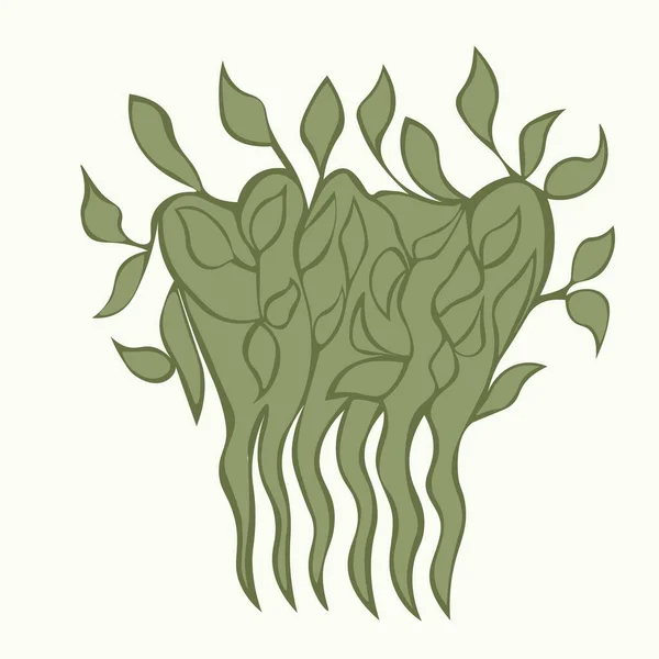 Zelený Hřeben Vlasy Listů Vektorová Ilustrace — Stockový vektor