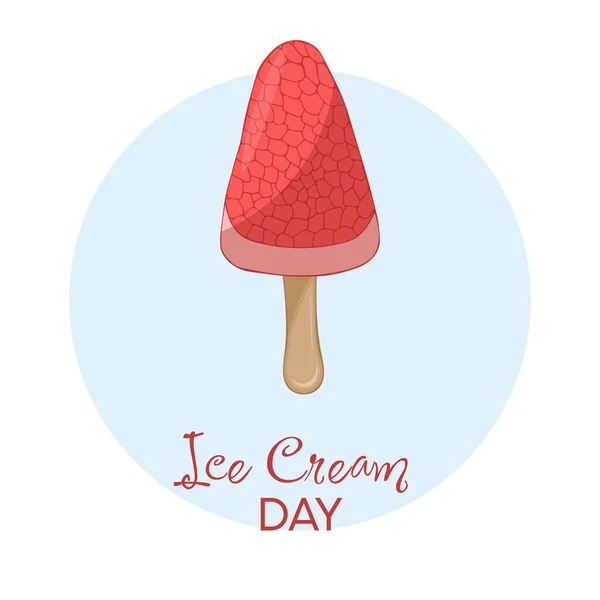 Happy National Ice Cream Day Karte Handgezeichnete Vektorillustration Von Fruchtgranatapfeleis — Stockvektor
