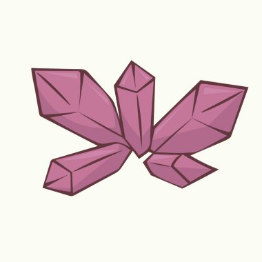 Beyaz arkaplan vektör illüstrasyonunda elle çizilmiş pembe kristaller.