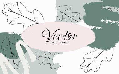 Soyut arkaplan. Lüks asgari stil duvar kağıdı. Çizgili sanat çiçekleri ve botanik yaprakları, organik sıçramalar.