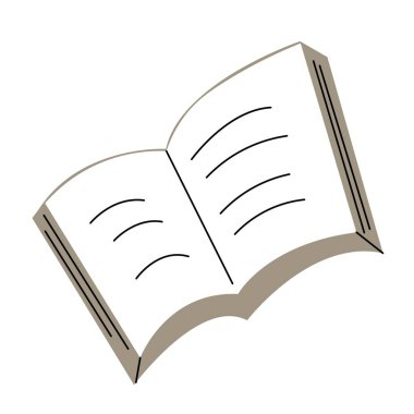 Açılmış kitap düz vektör çizimi beyaz arkaplanda izole edildi.