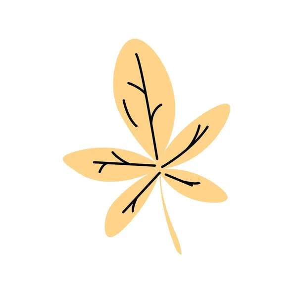 Εικονογράφηση Διάνυσμα Επίπεδη Φθινόπωρο Κίτρινο Φύλλο Λευκό Φόντο — Διανυσματικό Αρχείο
