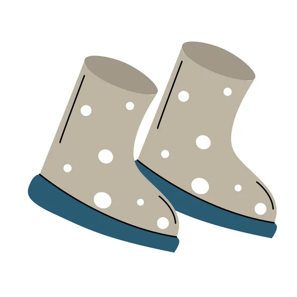 Cartoon Gray Rubber Rain Boots Vector Clip Art Illustration — Stock Vector
