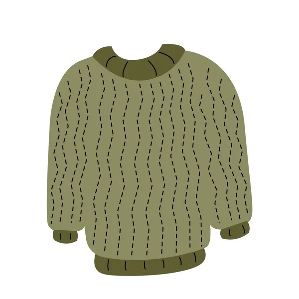 Vektor Illustration Des Grünen Pullovers Auf Weißem Hintergrund — Stockvektor