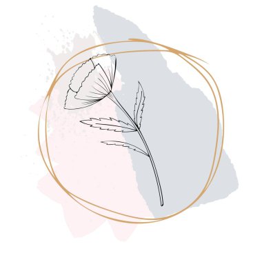 Soyut arkaplan. Lüks asgari stil duvar kağıdı. Çizgili sanat çiçekleri ve botanik yaprakları, organik sıçramalar.