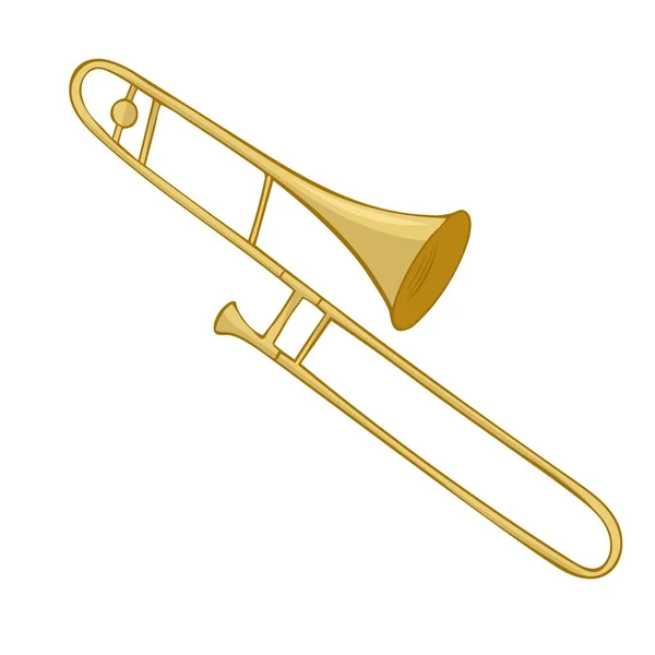 Hand Drawn Gold Trombone Vector White Background — Stock Vector