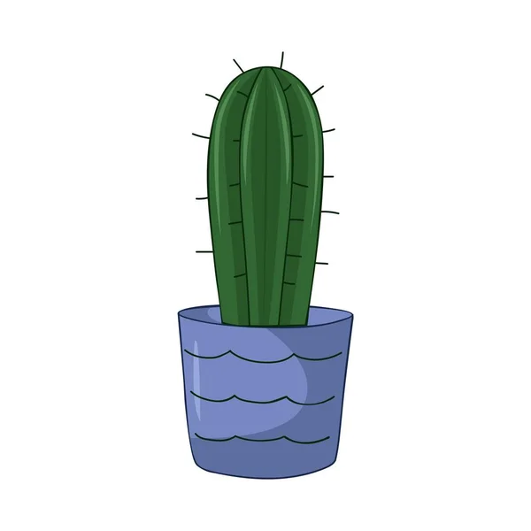 Domácí Rostlina Kaktus Hrnci Bílém Pozadí Vektor Ilustrace — Stockový vektor