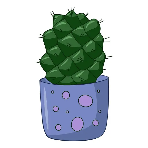 Accueil Plante Cactus Pot Sur Fond Blanc Illustration Vectorielle — Image vectorielle