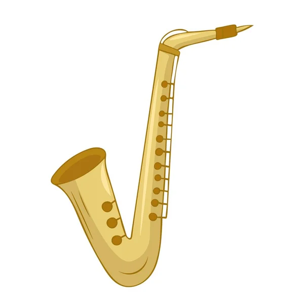 Saxofonen Ett Musikinstrument Handritad Färg Vektor Illustration Isolerad Vit Bakgrund — Stock vektor