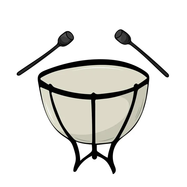 Vector Illustration Timpani Drum Classical Musical Instruments Isolated Objects White — Stock Vector