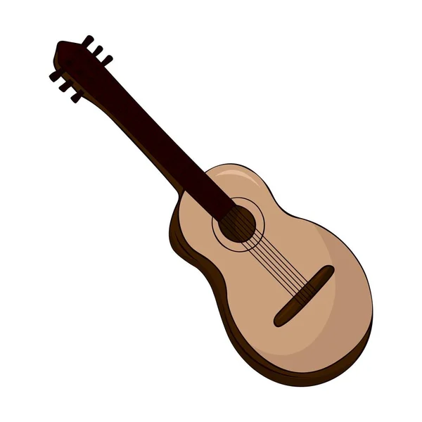 Ręcznie Rysowane Ilustracje Wektora Klasyczna Drewniana Gitara Struny Wyrwane Instrument — Wektor stockowy