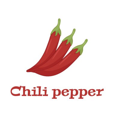 Red Hot Chili Pepper Beyaz Arkaplan Vektör Resimleri Üzerine Üç Parça.