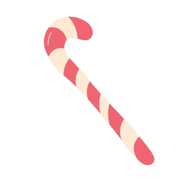Candy Cane Christmas Candy Flar Design Isolated Vector Illustration — Stock Vector