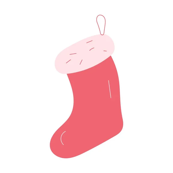 圣诞袜 圣诞老公公冬天穿袜子收礼物 矢量说明 — 图库矢量图片