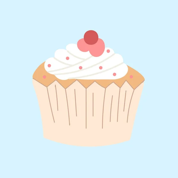 Cupcake Sucré Crème Aux Baies Illustration Vectorielle — Image vectorielle