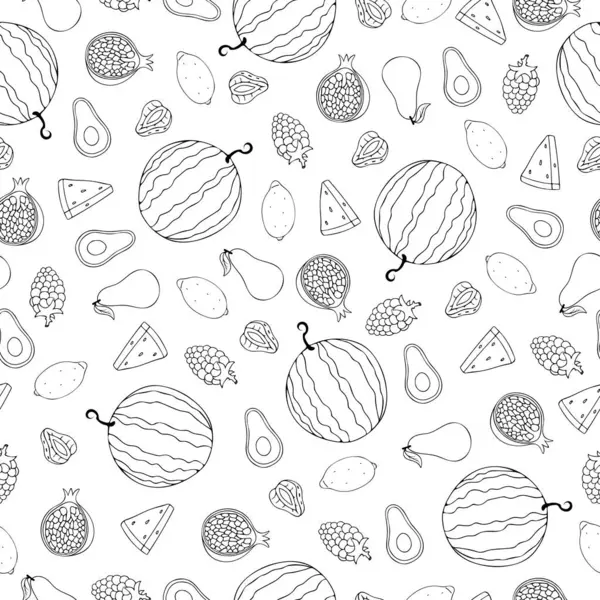 Fruits Dessinés Main Motif Sans Couture Alimentation Saine Fond Vectoriel — Image vectorielle