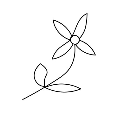 A single flower in doodle style on a white background