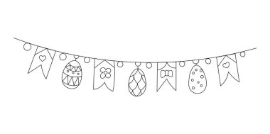 Colorful flag party with confetti on transparent background, decoration element, Vector illustration.