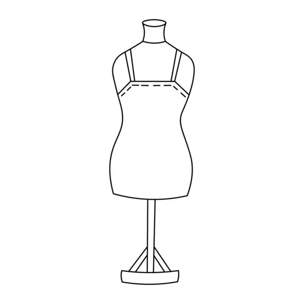 Schneiderpuppe Weibliche Figur Schaufenster Farbige Doodle Illustration Auf Weißem Hintergrund — Stockvektor