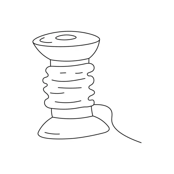 Illustration Der Doodle Spule Mit Fäden Auf Weißem Grund — Stockvektor