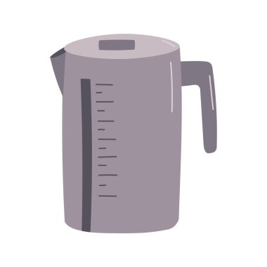 Beyaz arka planda gri elektrikli su ısıtıcısı