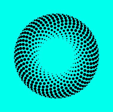 Psikedelik asit işareti. Farklı çaplı benekli yuvarlak benekli Retro Trippy etiketi. Halüsinojenik tasarım öğesi. Hipster Groovy Simgesi. Soyut düz vektör çizimi