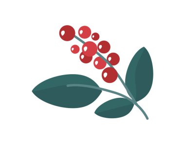 Kahve dalı konsepti. Web sitesi simgeleri. Serinletici sıcak içecekler yapmak için. Tropikal ve egzotik bitkilerin bir parçası. Çizgi film düz vektör çizimi beyaz arkaplanda izole edildi