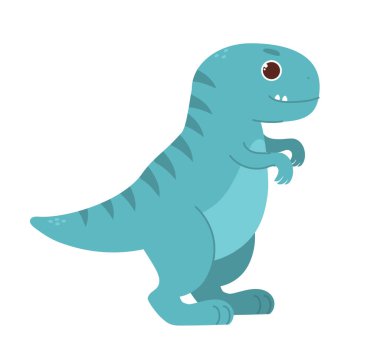 Şirin mavi dinozor. Sevimli dino ve hayvan. Eğitici materyal, biyoloji ve tarih. Web sitesi afişi ya da afişi. Çizgi film düz vektör çizimi beyaz arkaplanda izole edildi