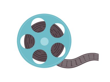 Sinema film şeridi konsepti. Web sitesi simgesi. Film ve seri yapım için striptizcilerle takıl. İlginç içerik ya da gösteri. Çizgi film düz vektör çizimi beyaz arkaplanda izole edildi