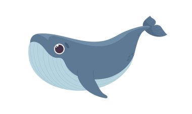 Su altı hayvan balinası konsepti. Sualtı dünyası temsilcisi, okyanus ve denizin faunası. Biyoloji ve zooloji. Poster ya da afiş. Çizgi film düz vektör çizimi beyaz arkaplanda izole edildi