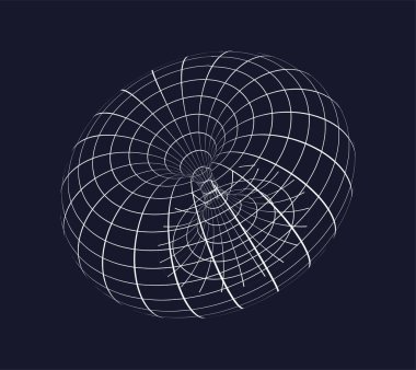 Soyut çizgi halka formu kavramı. Geometri ve fizikçi. Sanal gerçeklik ve metaevren, siber uzay. Şablon, yerleşim ve modelleme. Isometric vektör koleksiyonu mavi arkaplanda izole edildi