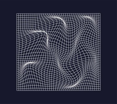 Soyut çizgi ızgara formu konsepti. Volumetrik kare, doku. Sanal gerçeklik ve metaevren, siber uzay. Geometrik şekil. Şablon ve maket. Isometric vektör koleksiyonu mavi arkaplanda izole edildi