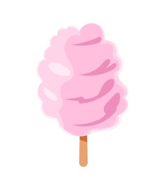 Dondurma etiketi konsepti. Tatlı ve sağlıksız yiyecekler. Tatlı ve lezzet. Sosyal ağlar ve kuryeler için etiket. Çizgi film düz vektör çizimi beyaz arkaplanda izole edildi