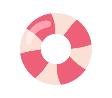 Yaz şamandırası vektör konsepti. Denizde ve havuzda yüzmek için ekipman. Tropikal ve egzotik ülkelerin sembolü. Sosyal ağlar için etiket. Çizgi film düz çizimi beyaz arkaplanda izole edildi