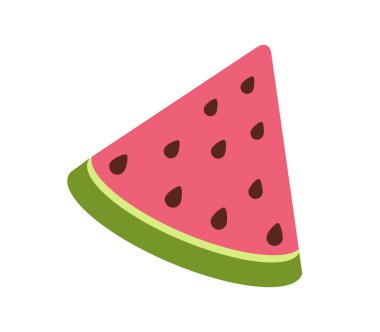 Yaz karpuzu vektörü konsepti. Bir dilim sulu meyve. Sağlıklı beslenme ve vejetaryen diyeti. Doğal ve organik ürünler. Çizgi film düz çizimi beyaz arkaplanda izole edildi