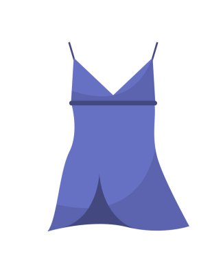 Mavi kadın pijama etiketi konsepti. Moda, moda ve tarz. Dinlenmek için uyku giysisi ve geceleri dinlenmek için. Rahatlık ve rahatlık. Çizgi film düz vektör çizimi beyaz arkaplanda izole edildi