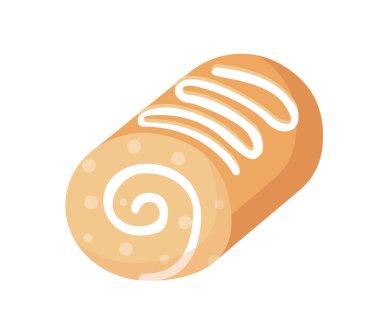 Tatlı pasta konsepti. Tatil ve festival için tatlı ve lezzet. Fırın ve hamur işi ürünü. Tatlı çöreğim. Poster ya da afiş. Çizgi film düz vektör çizimi beyaz arkaplanda izole edildi