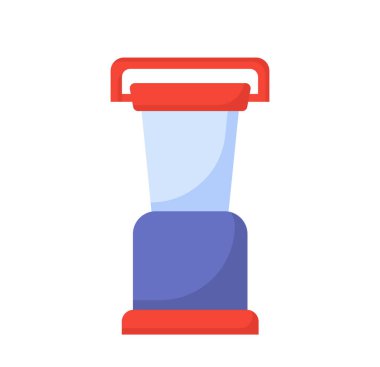Kamp konteynırı konsepti için. Yürüyüş ve aktif yaşam tarzı. Yiyecek için plastik paket. Web sitesi için grafik ögesi. Çizgi film düz vektör çizimi beyaz arkaplanda izole edildi