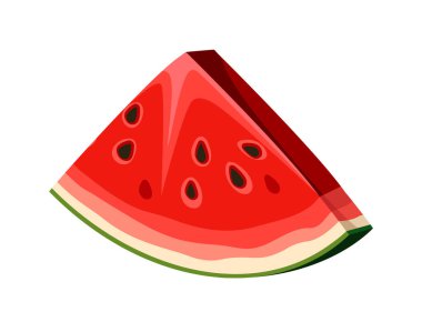 Karpuz suluboya çizimi. Doğal ve organik meyve veya meyve. Vitaminle sağlıklı beslenme. Web sitesi için grafik ögesi. Çizgi film düz vektör çizimi beyaz arkaplanda izole edildi