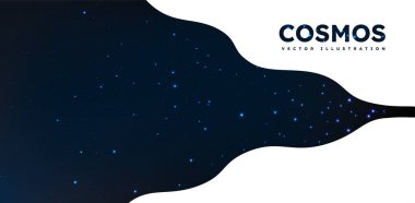 Kozmos sancak şablonu. Gece ve yıldızlı gökyüzü. Uzay, galaksi ve evren. Web sitesi için grafik ögesi. Astronomi ve astroloji. Çizgi film düz vektör çizimi beyaz arkaplanda izole edildi