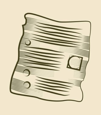 İtalyan Rönesans konsepti. Eski kağıtlı antika poster ya da ünlü yazarın notlarıyla birlikte parşömen. Leonardo da Vinci Dönemi. Bej arkaplanda çizgi film klasik doğrusal vektör çizimi