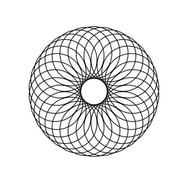 Dairesel siyah-beyaz kıvrım. Hipnotik yuvarlak yapı. Soyut minimalist yaratıcılık ve sanat. Web sitesi için grafik ögesi. Düz vektör çizimi beyaz arkaplanda izole edildi