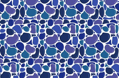 Tek renkli terrazzo dikişsiz desen. Kumaş üzerine baskı yapmak için tasarım ögesi tekrarlanıyor. Mozaik kaya şekli. Mavi mermer süsler. Doku ve duvar kağıdı. Düz vektör illüstrasyonu