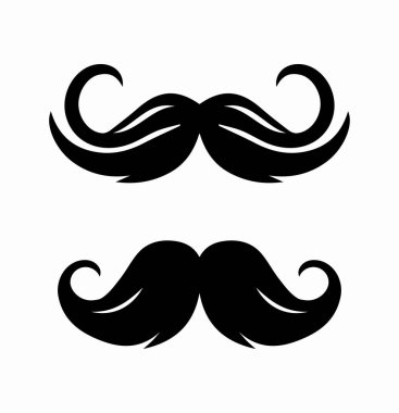 Bıyık simgesi seti. Bıyık sürüsü. Yüz kılları. Berber dükkanı logosu ya da amblemi. Güzellik, estetik ve tarz. Sosyal medya etiketi. Düz vektör koleksiyonu beyaz arkaplanda izole edildi